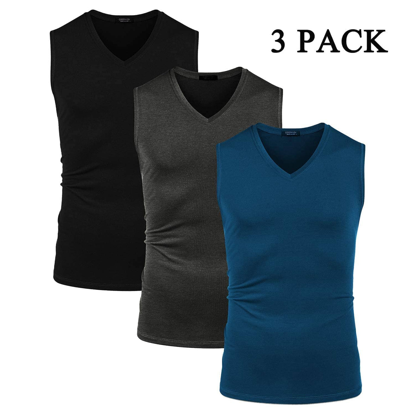 Coofandy 3-Pack Fitness Tank Top (US Only) Tank Tops coofandy blue/Dark Grey/Black S 