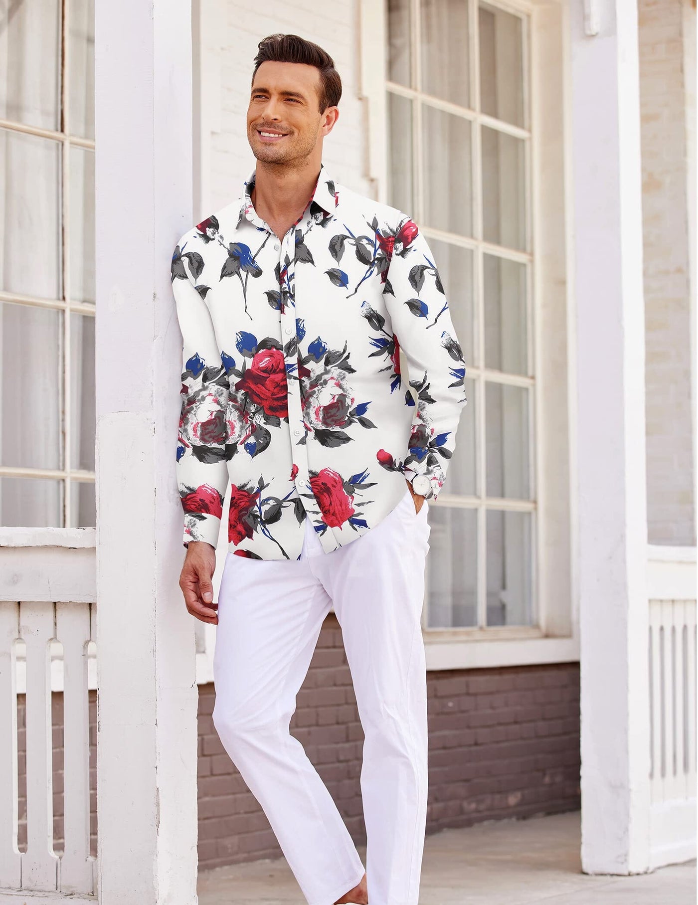 Floral Hawaiian Tropical Button Down Beach Shirt (US Only) Shirts coofandy 