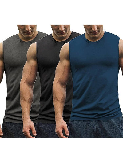 Coofandy 3-Pack Muscle Tank Top (US Only) Tank Tops coofandy Dark Grey/Black/Peacock Blue S 