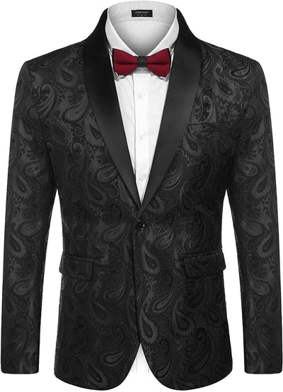 Coofandy Paisley Shawl Lapel Blazer (US Only) Blazer coofandy Black S 