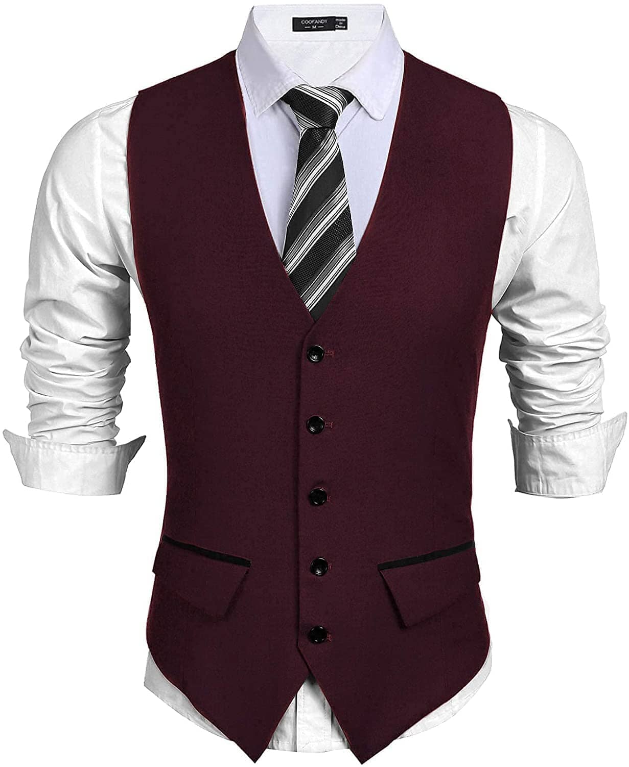 Coofandy Slim Fit Waistcoat (US Only) Vest coofandy Wine Red S 