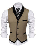 Coofandy Buttons V-neck Suit Vest (US Only) Vest coofandy Khaki S 