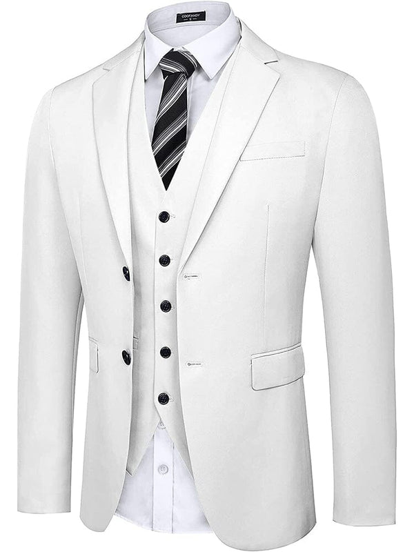 2-Piece Two Button Solid Prom Tuxedo Blazer Vest Set (US Only) Blazer COOFANDY Store 