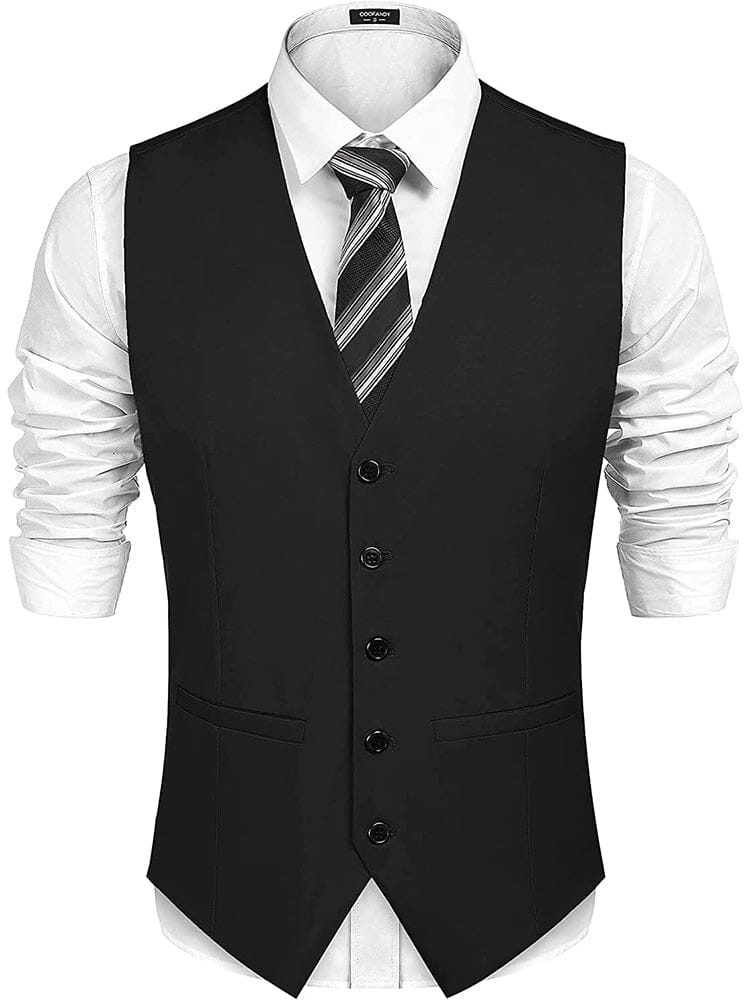 2-Piece Two Button Solid Prom Tuxedo Blazer Vest Set (US Only) Blazer COOFANDY Store 