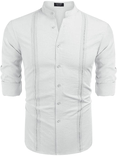 Embroidered Guayabera Linen Shirt (US Only) Shirts COOFANDY Store 