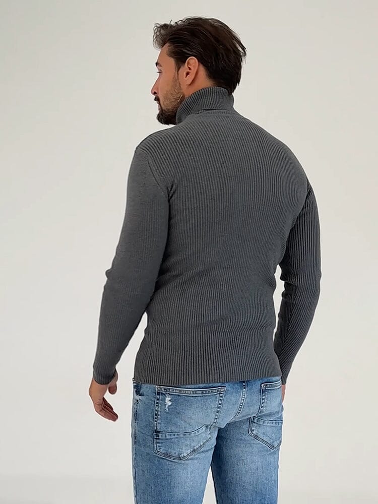 Ribbed Slim Fit Knitted Pullover Turtleneck Sweater (US Only) Sweaters COOFANDY Store 