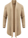 Knit Ruffle Drape Long Cardigan (US Only) Cardigans COOFANDY Store Apricot M 