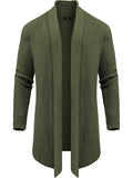 Knit Ruffle Drape Long Cardigan (US Only) Cardigans COOFANDY Store Army Green M 