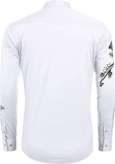 Rose Printed Slim Fit Dress Shirts (US Only) Shirts coofandy 