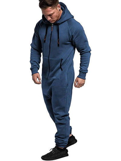 Hooded Lightweight Athletic One-piece Tracksuit with Pockects (US Only) Sports Set Coofandy's Grey Blue S 