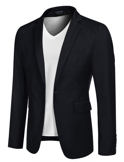 Casual One Button Blazer (US Only) Blazer coofandy Dark Blue XS 