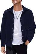 Vintage Shirt Coat (US Only) Button-Down Shirts COOFANDY Store Navy Blue S 