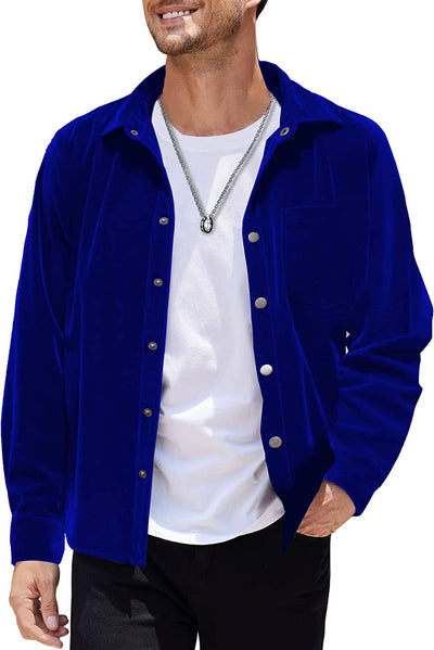 Vintage Shirt Coat (US Only) Button-Down Shirts COOFANDY Store Blue S 