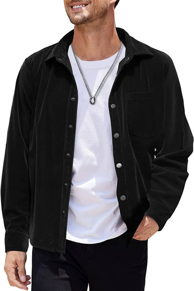 Vintage Shirt Coat (US Only) Button-Down Shirts COOFANDY Store Black S 
