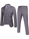 Solid Blazer Jacket Vest Pants Suits (US Only) Suit Set coofandy Light Grey XS 