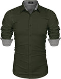 Fashion Business Cotton Dress Shirt (US Only) Shirts COOFANDY Store Army Green S 