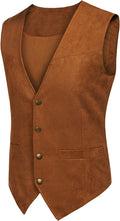 Solid Suede Leather Suit Vest (US Only) Vest COOFANDY Store 