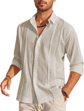 Cotton Beach Button Down Long Sleeve Shirt (US Only) Shirts Coofandy&