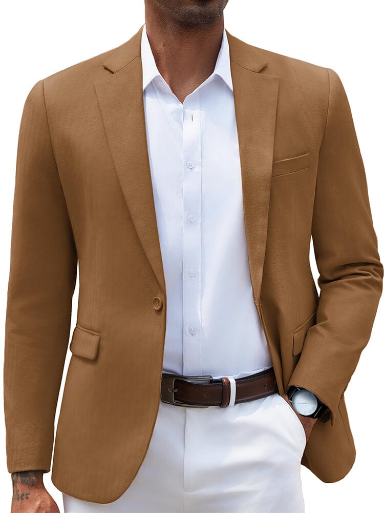 Casual Business Suit Jacket (US Only) Blazer coofandy Brown S 