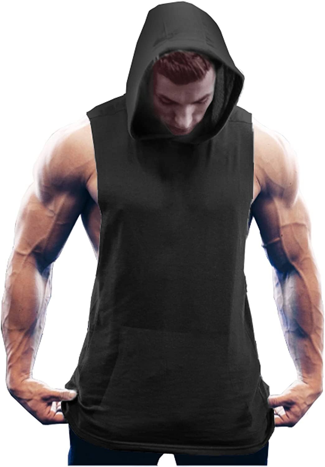 Workout Bodybuilding Muscle Sleeveless Hooded Tank Top (US Only) Tank Tops COOFANDY Store Black S 