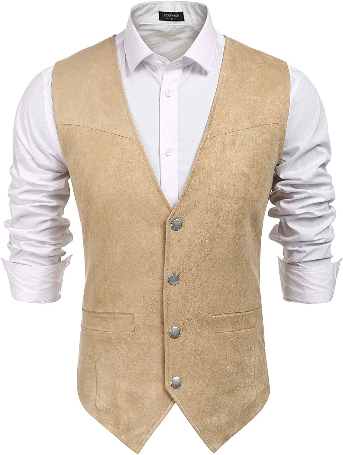 Western Suede Leather Vest Suit (US Only) Vest Coofandy's 