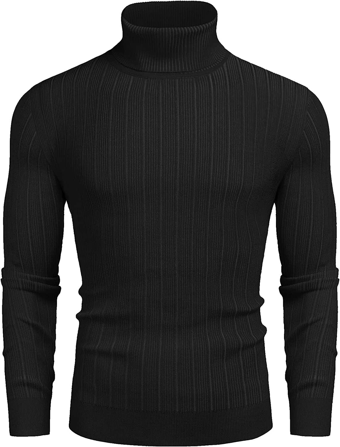 Slim Fit Knitted High Neck Pullover Sweaters (US Only) Sweaters COOFANDY Store Black S 