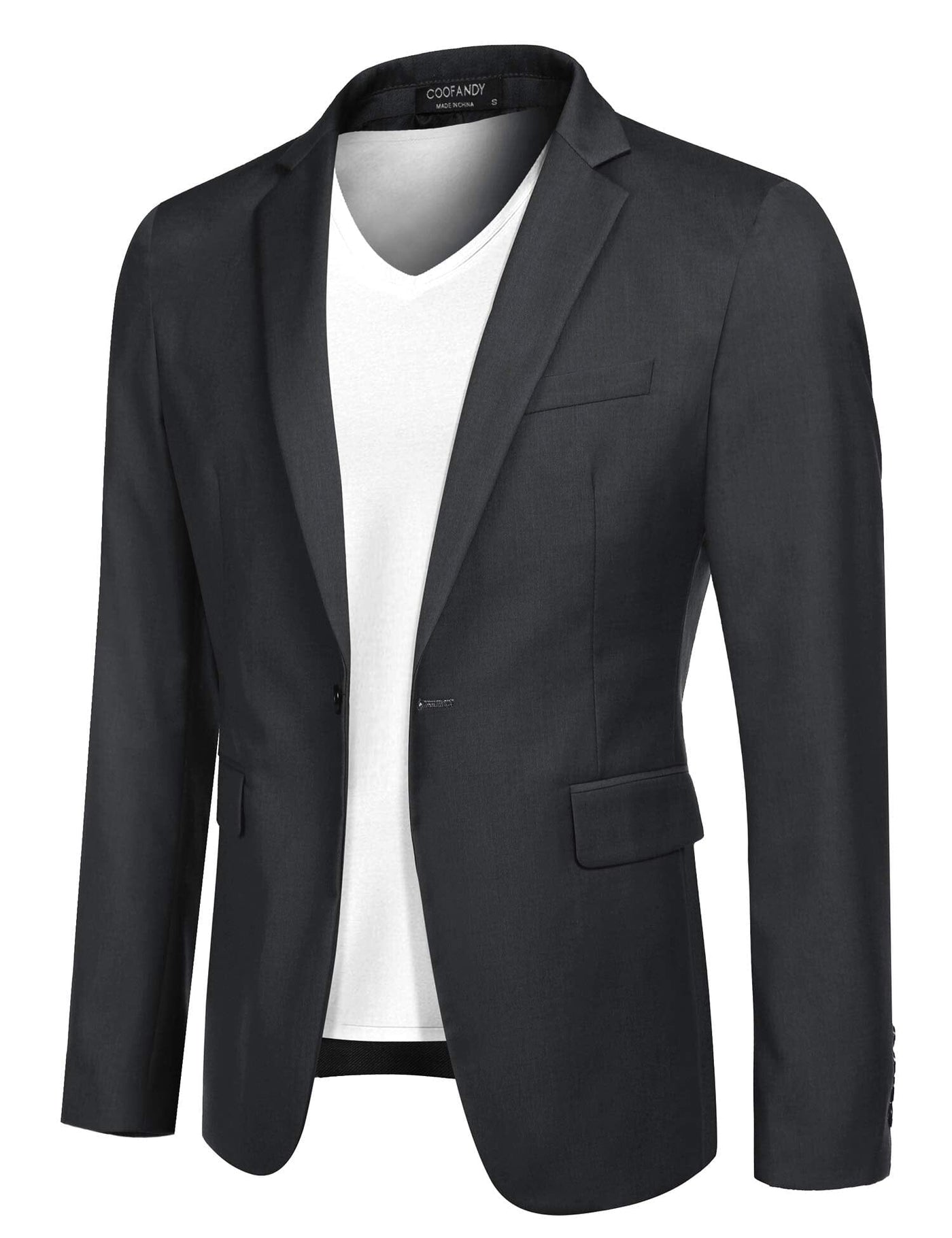 Casual One Button Blazer (US Only) Blazer coofandy Dark Grey XS 