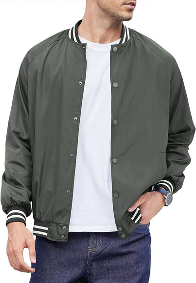 Varsity Lightweight Baseball Bomber Jackets (US Only) Coat COOFANDY Store Grey S 