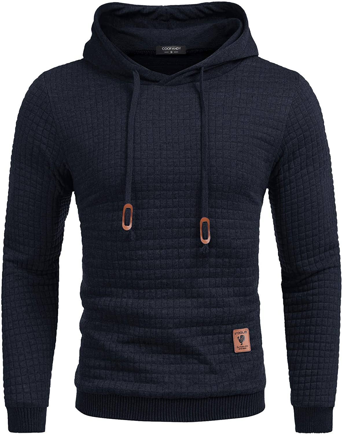 Gym Drawstring Plaid Jacquard Hoodie (US Only) Fashion Hoodies & Sweatshirts COOFANDY Store Navy Blue S 