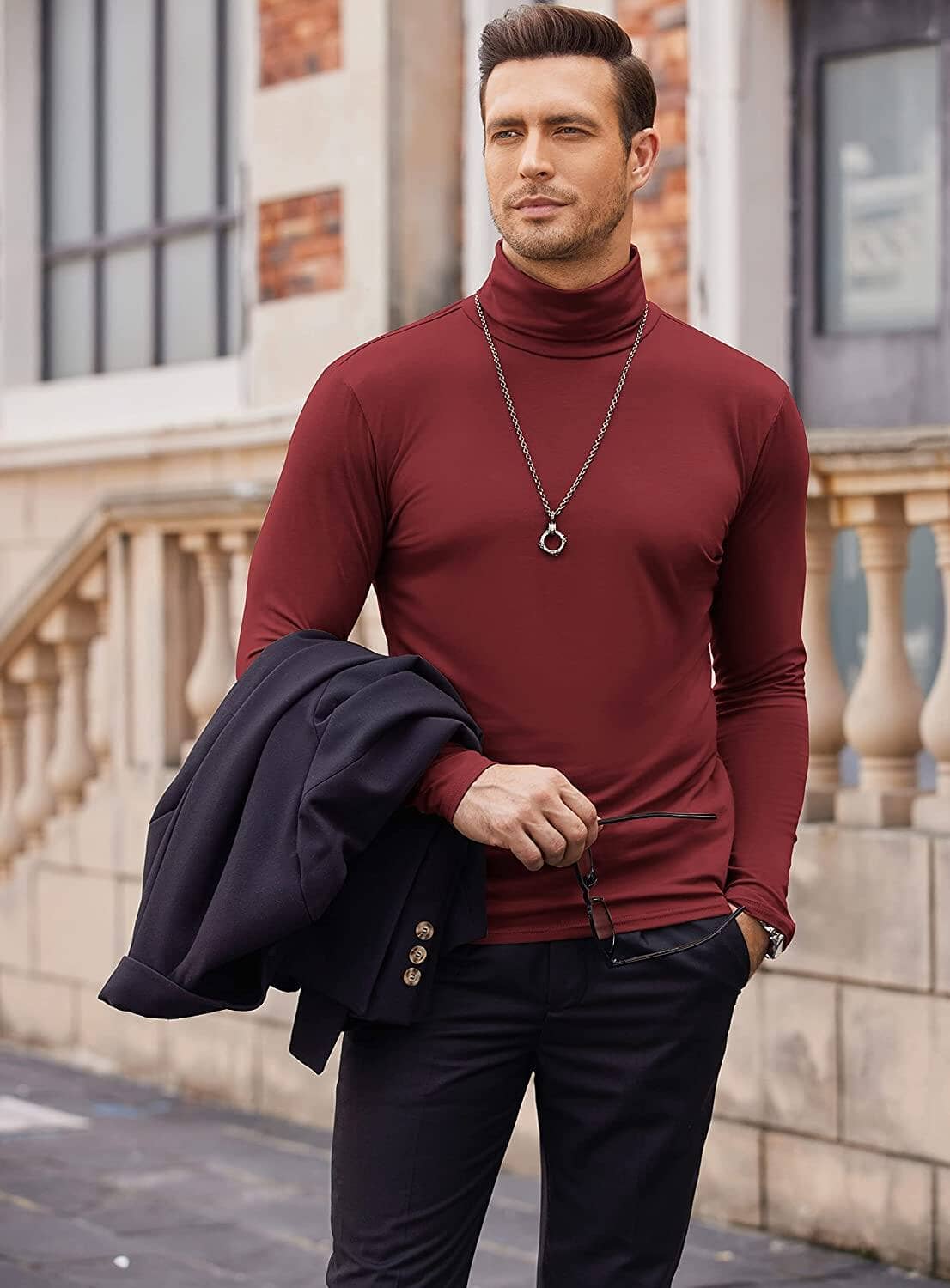 Slim Fit Turtleneck Basic Cotton Sweater (US Only) Sweaters COOFANDY Store 