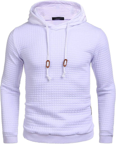 Gym Drawstring Plaid Jacquard Hoodie (US Only) Fashion Hoodies & Sweatshirts COOFANDY Store White S 