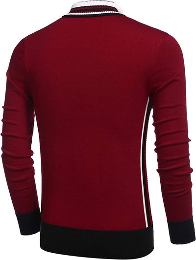 Striped Collar Pullover Sweater (US Only) Sweaters COOFANDY Store 