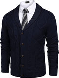 Shawl Collar Button Down Knitted Sweater with Pockets (US Only) Sweaters COOFANDY Store Navy Blue S 