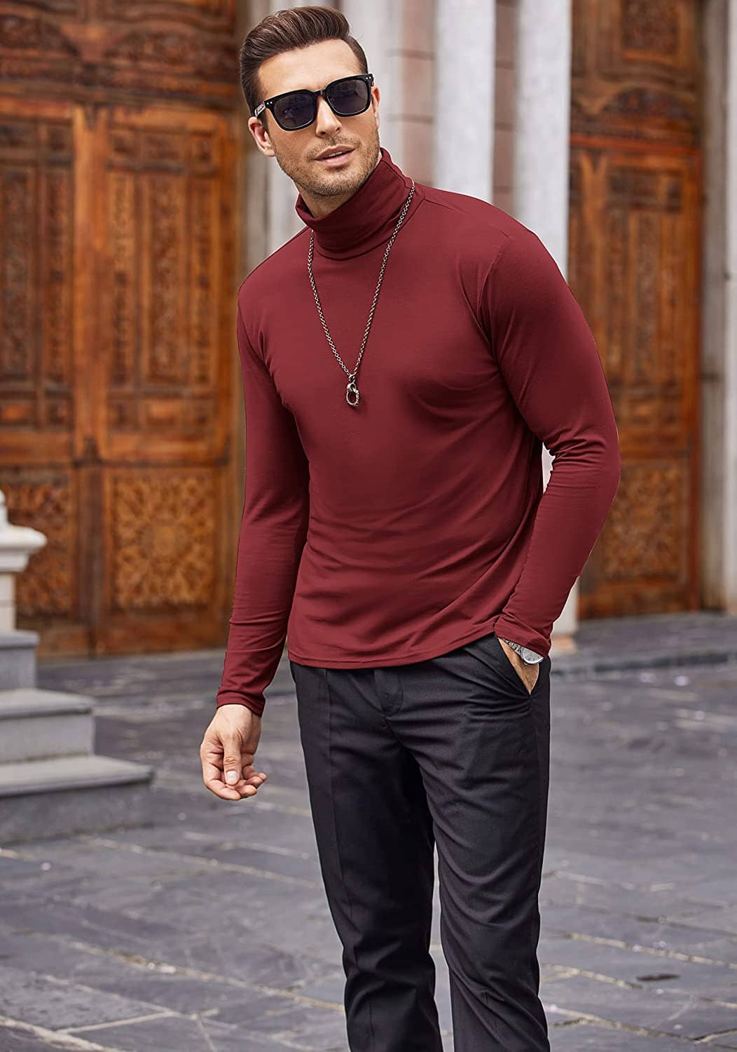 Slim Fit Turtleneck Basic Cotton Sweater (US Only) Sweaters COOFANDY Store 