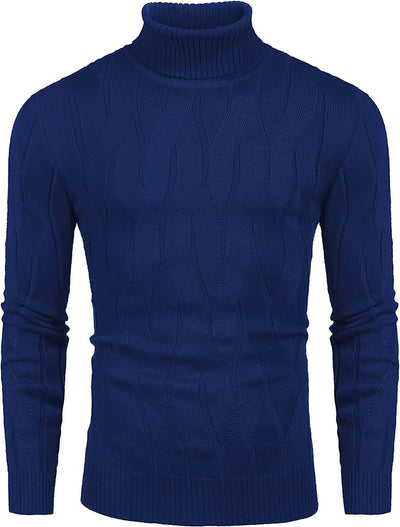 Slim Fit Turtleneck Knitted Pullover Sweaters (US Only) Sweaters Coofandy's Navy Blue S 