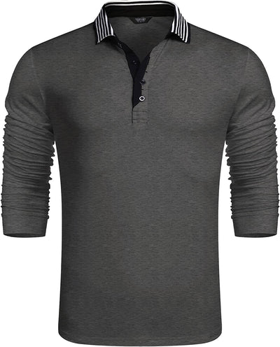 Slim Fit Cotton Polo Shirt (US Only) Shirts & Polos COOFANDY Store Dark Grey S 