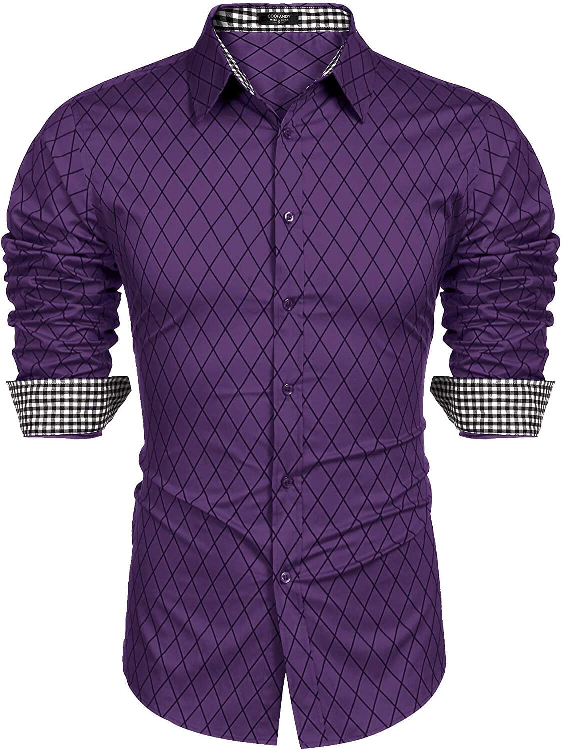 Business Long Sleeve Slim Fit Dress Shirt (US Only) Shirts COOFANDY Store Purple S 