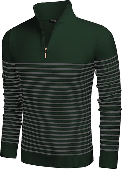 Coofandy Striped Zip Up Mock Neck Pullover Sweaters (US Only) Fashion Hoodies & Sweatshirts Simbama 