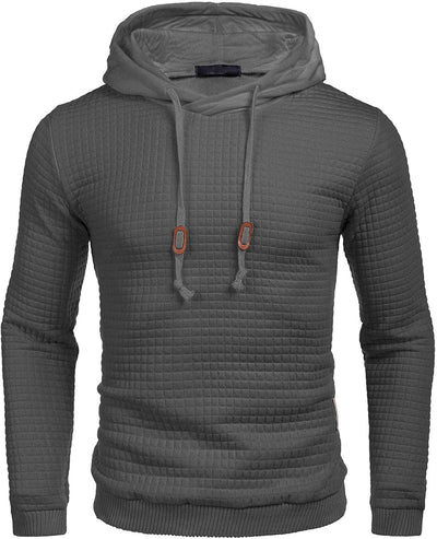 Gym Drawstring Plaid Jacquard Hoodie (US Only) Fashion Hoodies & Sweatshirts COOFANDY Store Dark Gray S 