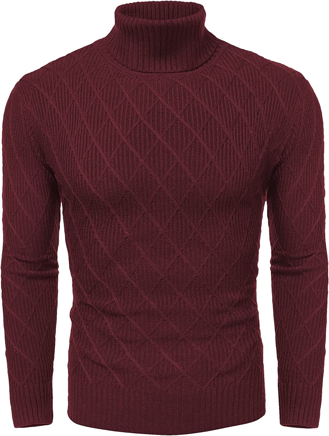Slim Fit Thick Cotton Pullover Turtleneck Sweaters (US Only) Sweaters COOFANDY Store Wine Red S 