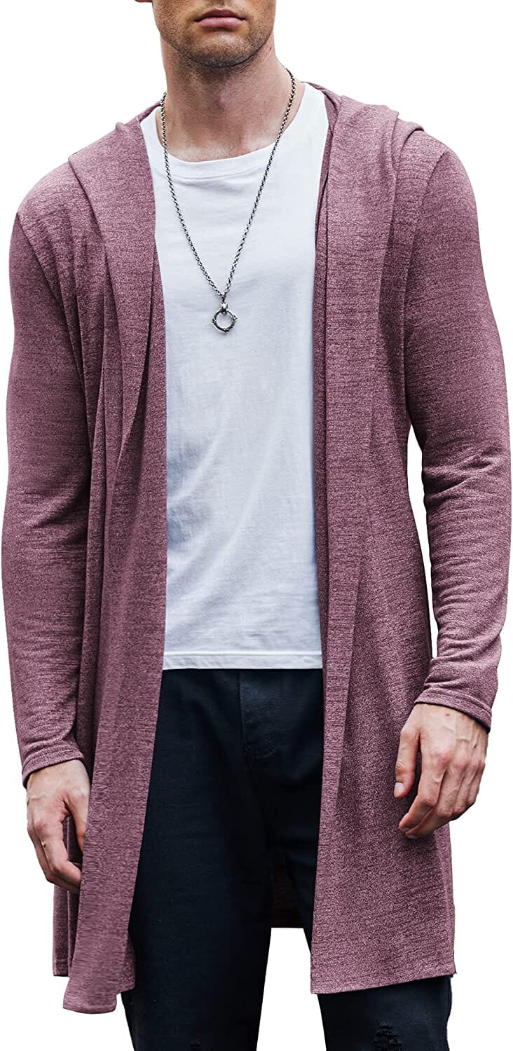 Casual Drape Cape Open Front Cardigan (US Only) Cardigans COOFANDY Store Wine Red S 