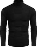 Ribbed Knit Pullover Sweater Turtneck Sweaters (US Only) Sweaters COOFANDY Store Black M 
