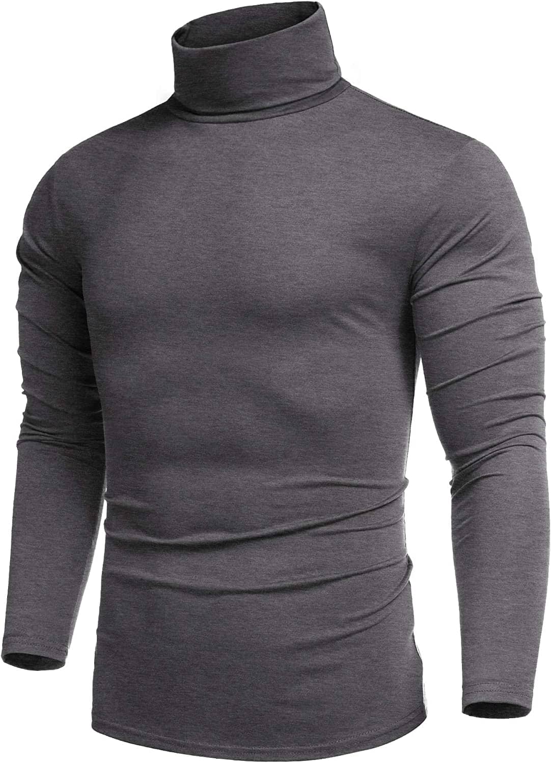 Slim Fit Turtleneck Basic Cotton Sweater (US Only) Sweaters COOFANDY Store Dark Grey S 