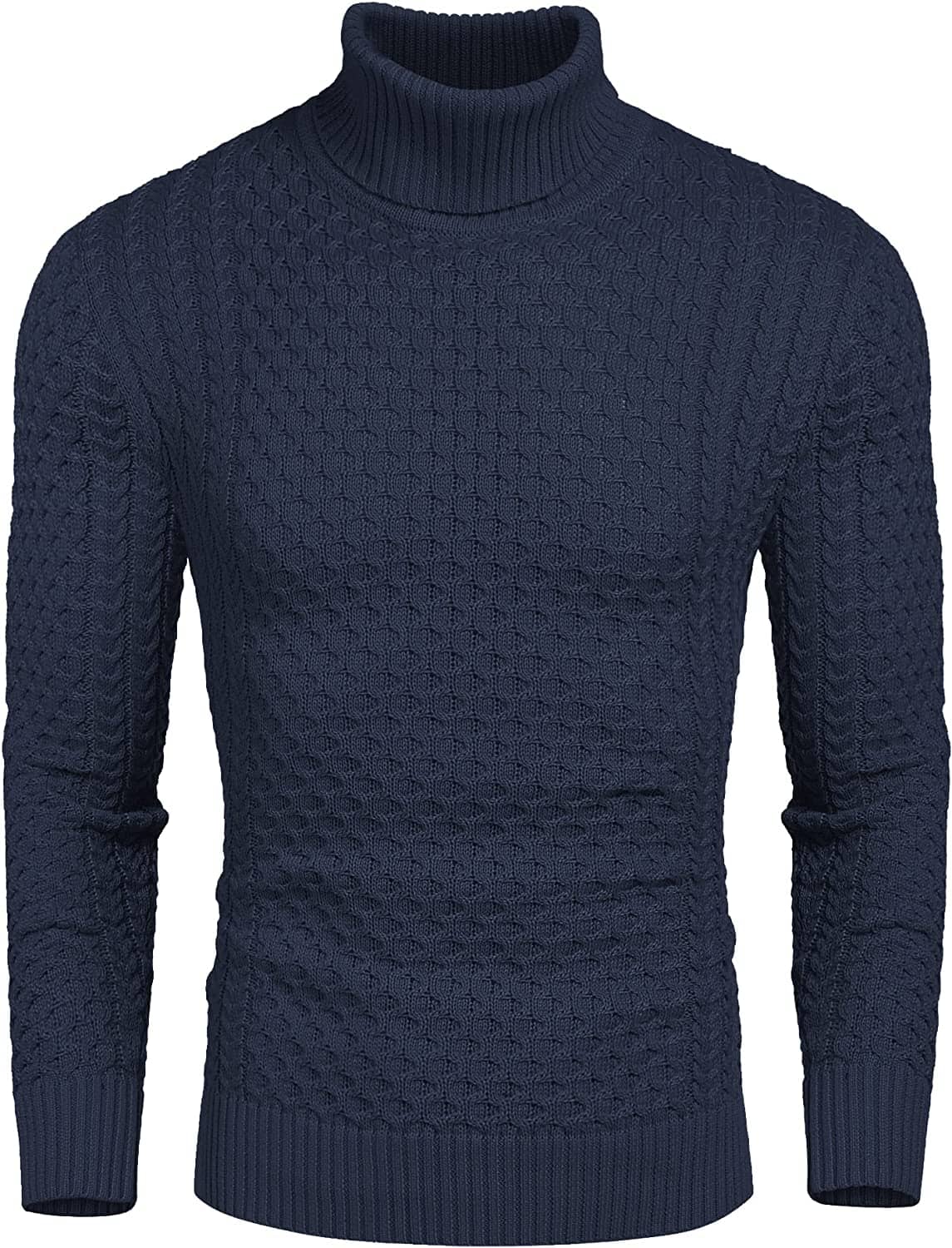 Slim Fit Turtleneck Twisted Sweater (US Only) Sweaters Coofandy's Dark Blue S 