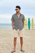 Classic Short Sleeve Plaid Cotton Shirts with Pocket (US Only) Shirts COOFANDY Store 
