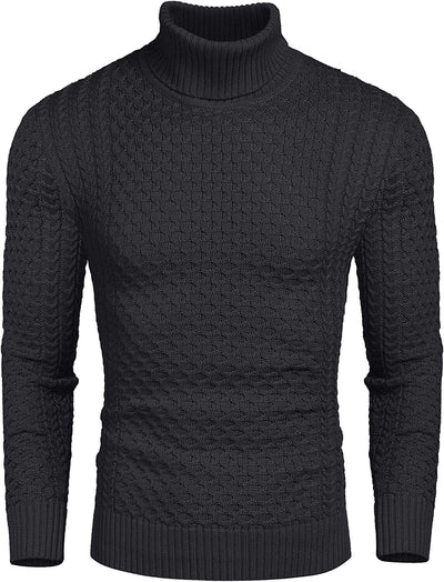 Slim Fit Turtleneck Twisted Sweater (US Only) Sweaters Coofandy's Dark Gray S 