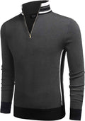 Striped Collar Pullover Sweater (US Only) Sweaters COOFANDY Store Dark Grey M 