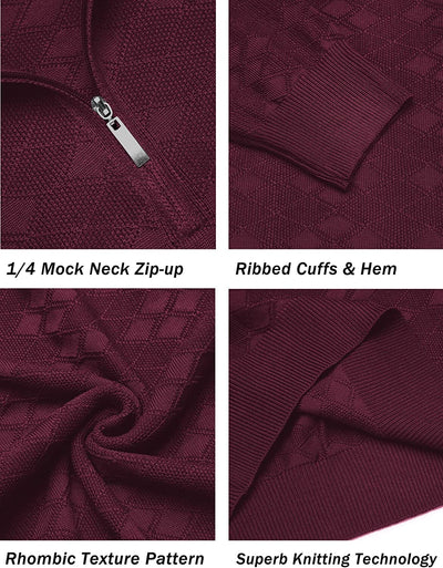 Quarter Zippper Mock Neck Pullover Sweater (US Only) Sweaters COOFANDY Store 