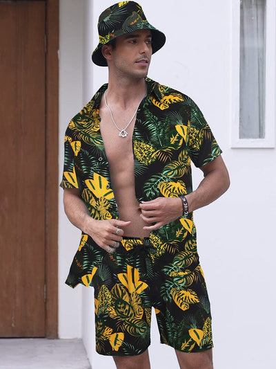 Hawaiian Beach Sets with Bucket Hat (US Only) Sets coofandy 