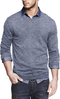 Solid Classic Crew Neck Sweater (US Only) Sweaters COOFANDY Store White and Navy Blue S 